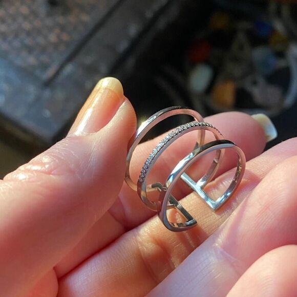 Stainless Steel AAA Grade CZ Triple Row Ring SZ 10 - Picture 6 of 6